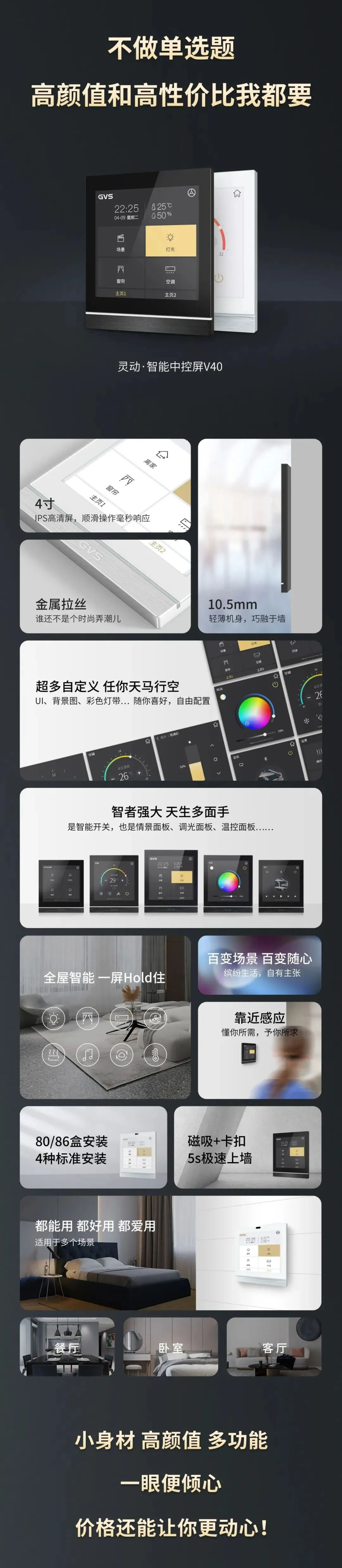 智能家居好物推荐，4寸智能中控屏-灵动·V40